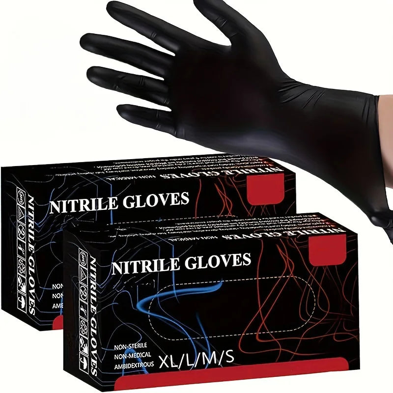 Gloves 20/50/100PCS Disposable Black Nitrile Gloves for Household Use Latex Free Powder Free Cleaning Gloves Tattoo  Hairdressing Tools