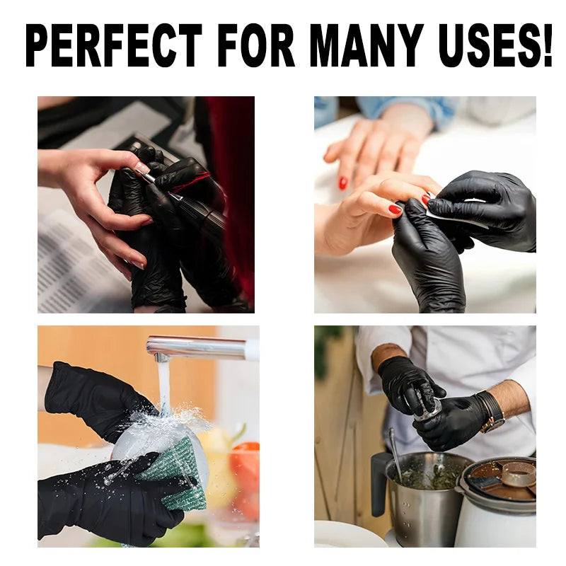 Gloves 20/50/100PCS Disposable Black Nitrile Gloves for Household Use Latex Free Powder Free Cleaning Gloves Tattoo  Hairdressing Tools