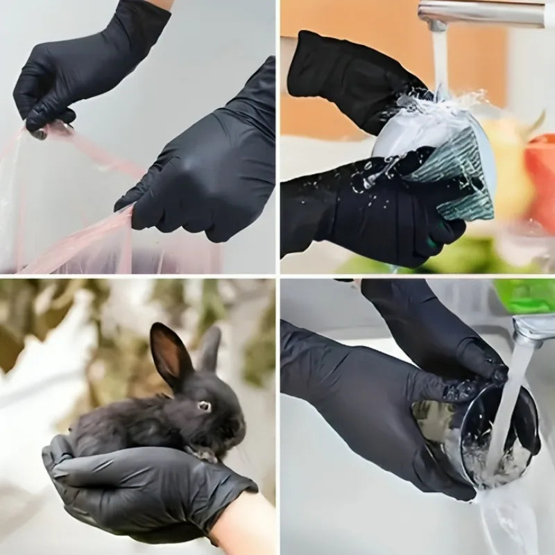 Gloves 20/50/100PCS Disposable Black Nitrile Gloves for Household Use Latex Free Powder Free Cleaning Gloves Tattoo  Hairdressing Tools